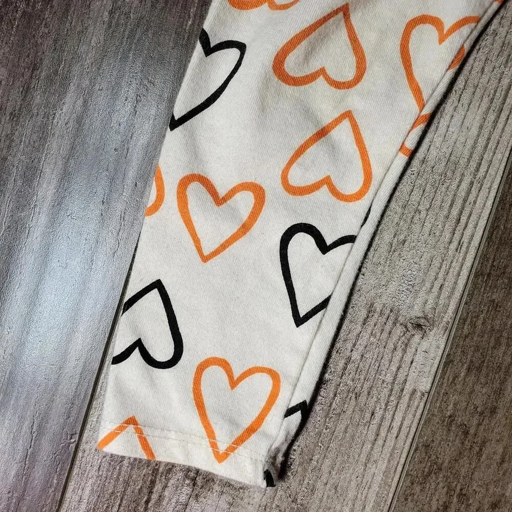 Cat & Jack Toddler Girl Halloween Leggings Full Length Cream Heart Size 2T NWOT